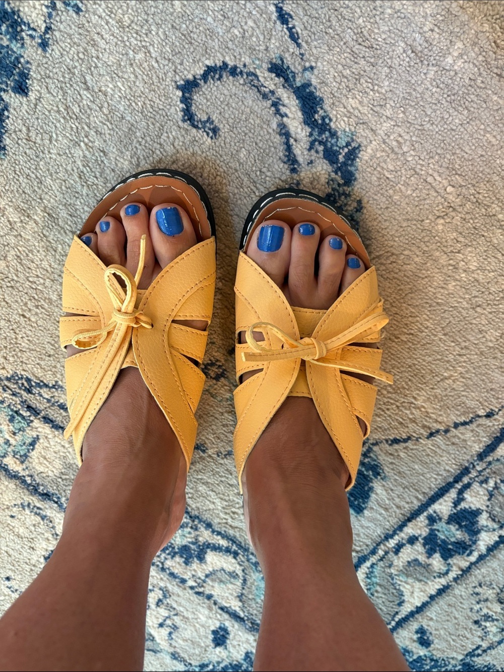 Yellow Women’s Slide Sandals with Front Bow, Sz 36 new, Sz 5-5.5